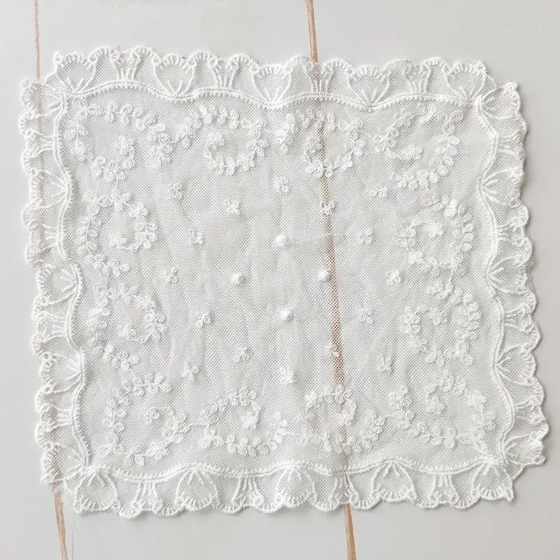 Cotton Lace Trim 15cm – Cream Floral Embroidery Sewing Lace Cotton Lace Trim Nixie White