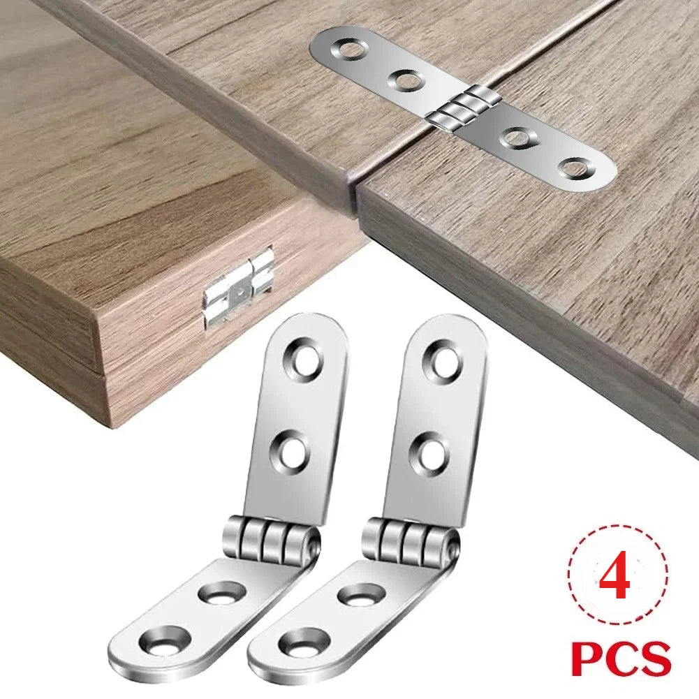 4pcs 180° Foldable Flat Hinges for Cabinet Doors & Furniture Furniture Hinges Nixie