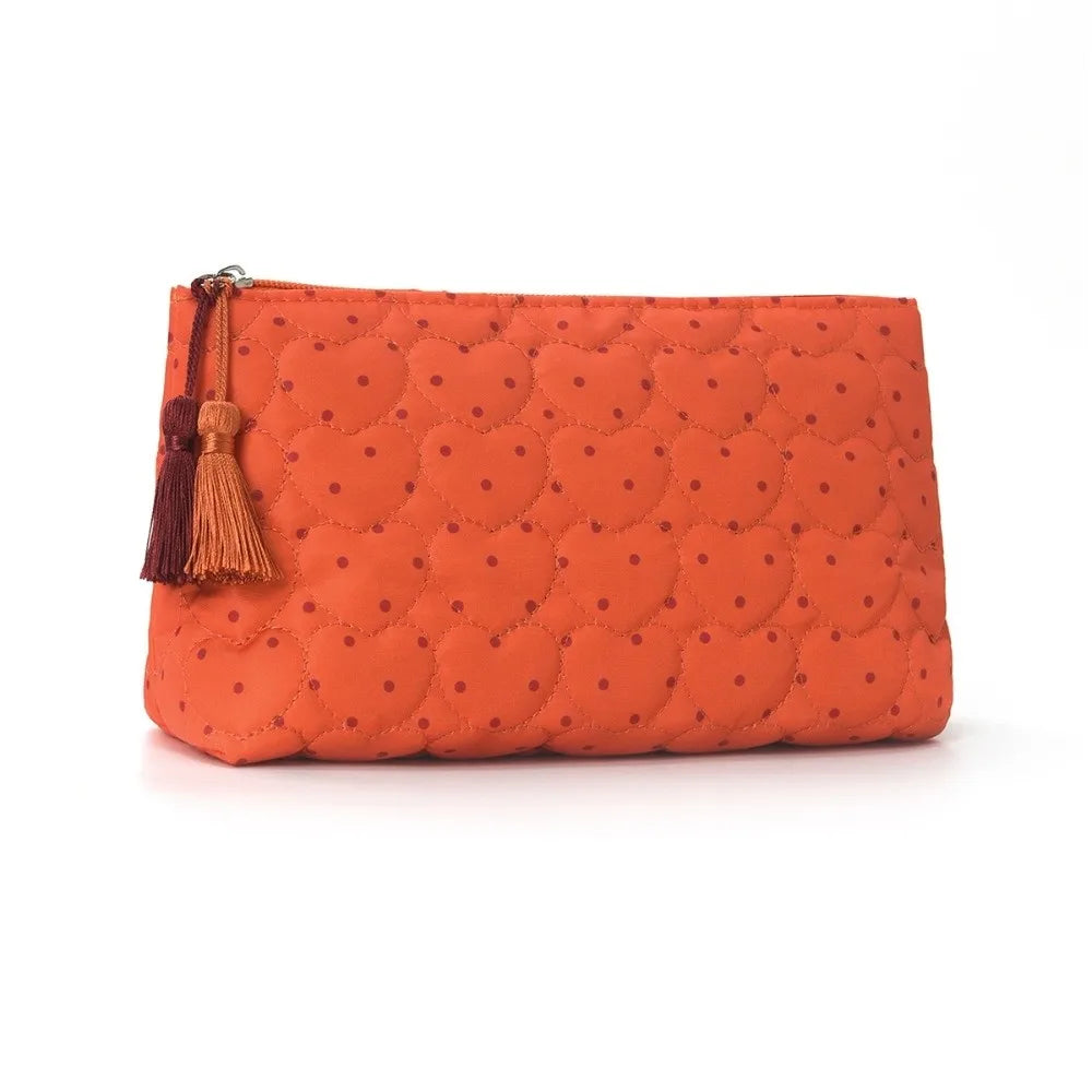 Polka Dot Cosmetic Bag Large Waterproof Travel Toiletry Pouch Cosmetic Travel Bag Nixie Orange