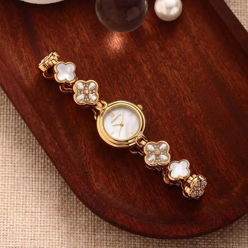 REBIRTH Four-Leaf Clover Mother-of-Pearl Women's Quartz Watch Women's Quartz Watch Nixie