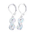 Blue Simulated Opal Dangle Drop Earrings | Rhinestone Crystal Dangle Drop Earrings Nixie White