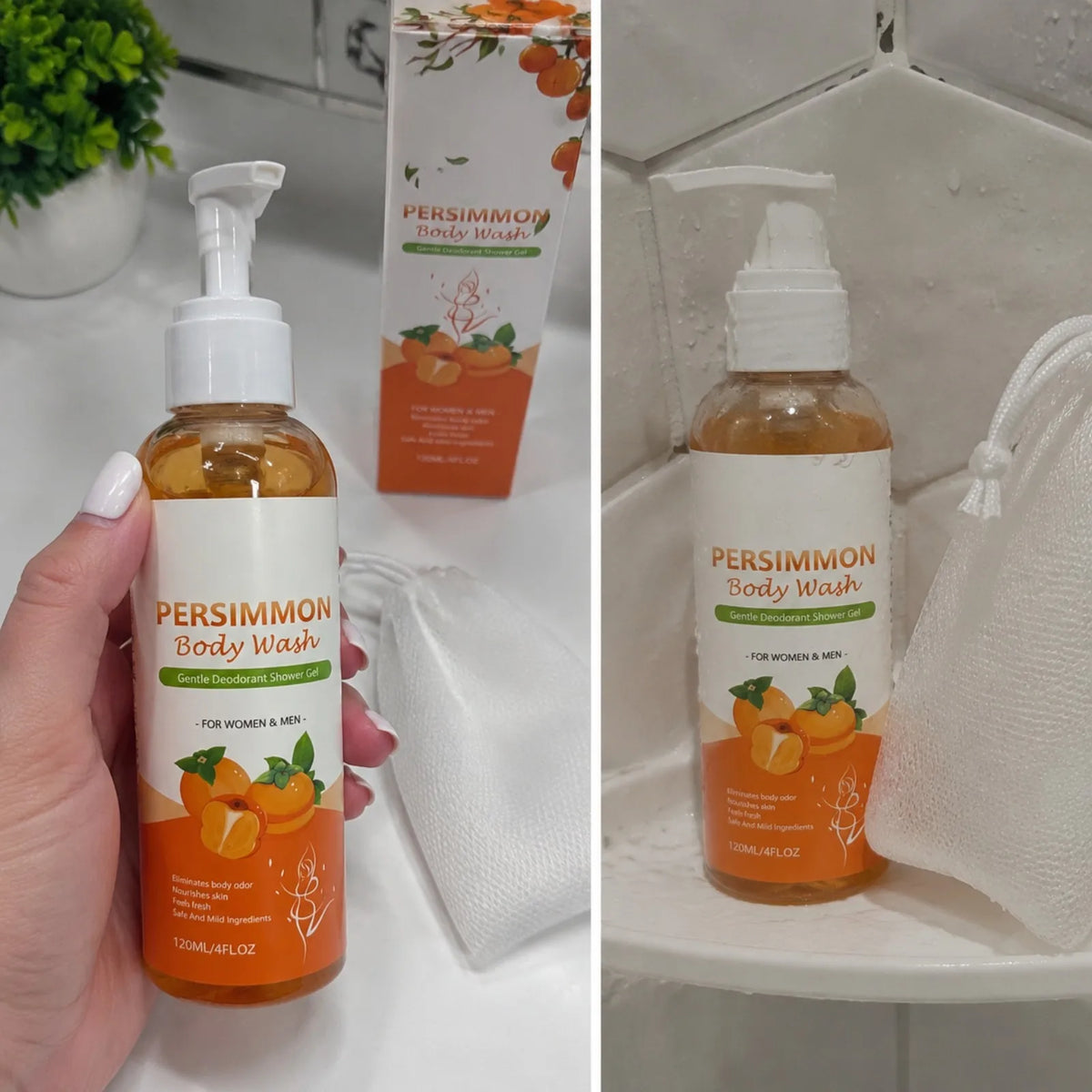 OceAura Persimmon Shower Gel & Foam Net – Unisex Body Wash Body Wash Set Nixie