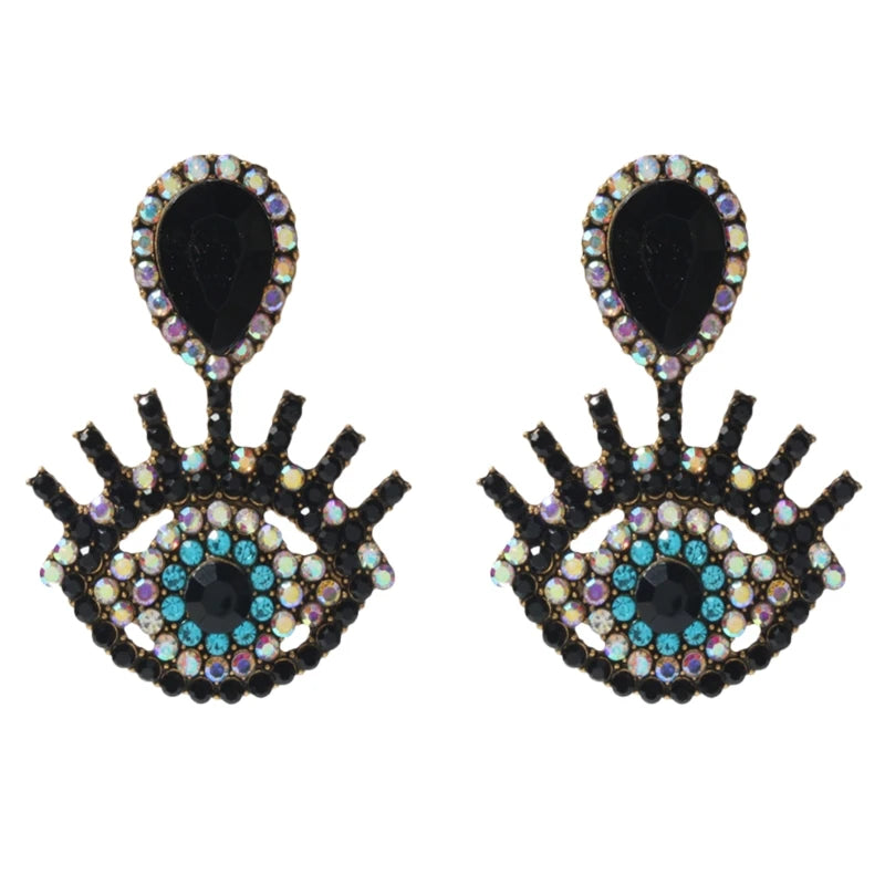 Women's Geometric Drop Earrings – Full Diamond & Colored Glass Drop Earrings Nixie