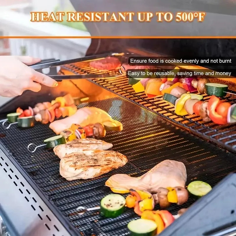 Non-Stick Reusable BBQ Grill Mat – Mesh Pad for All Grills BBQ Grill Mat Nixie
