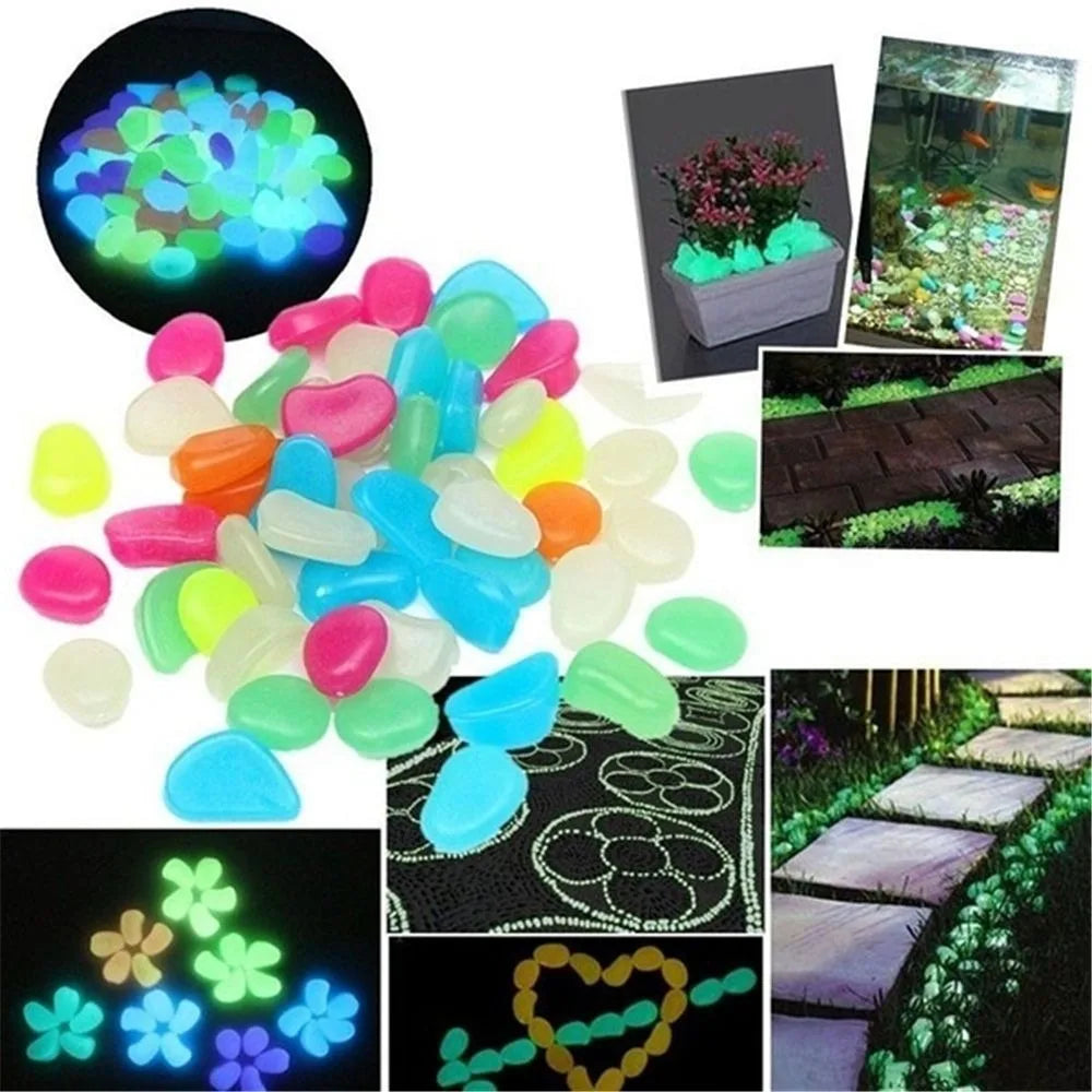Glow in the Dark Garden Pebbles – 10pcs Luminous Stones 4.5cm Luminous Garden Stones Nixie