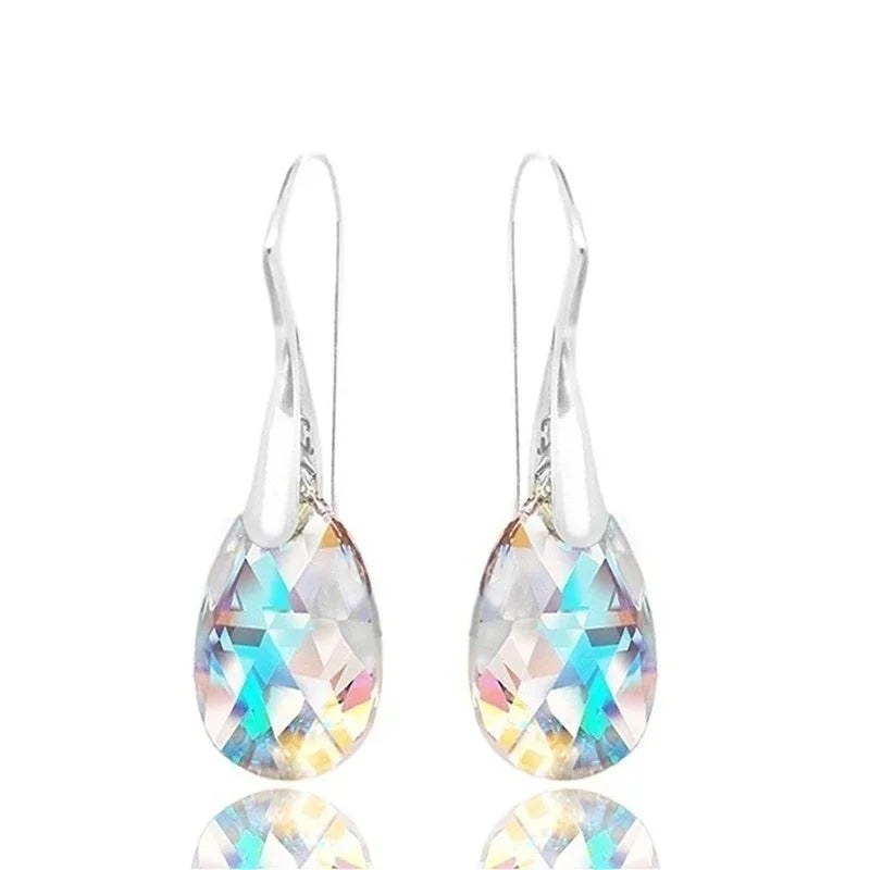 Blue Aurora Crystal Water Drop Dangle Earrings for Women Crystal Dangle Earrings Nixie