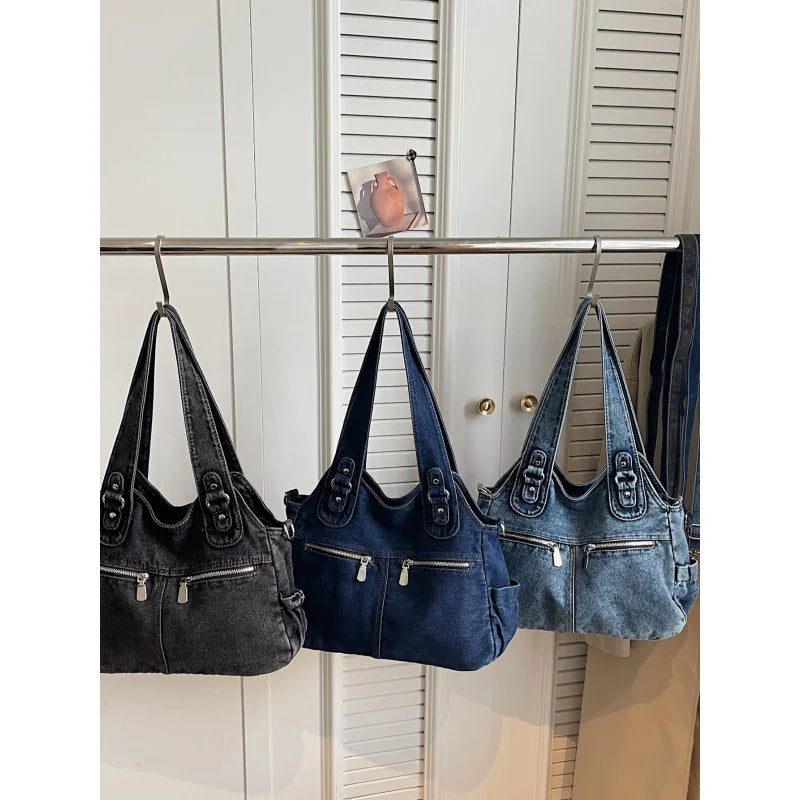 Japanese Vintage Denim Tote Bag – Large Shoulder Handbag Denim Tote Bag Nixie