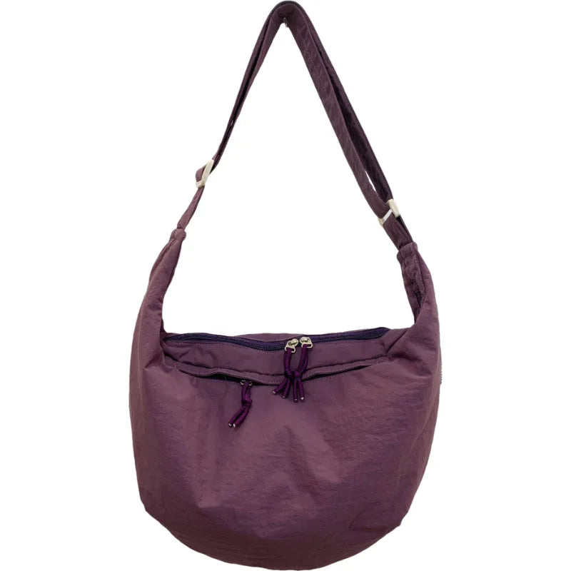 Japanese Nylon Crossbody Dumpling Bag – Large Capacity Women Crossbody Shoulder Bag Nixie Purple