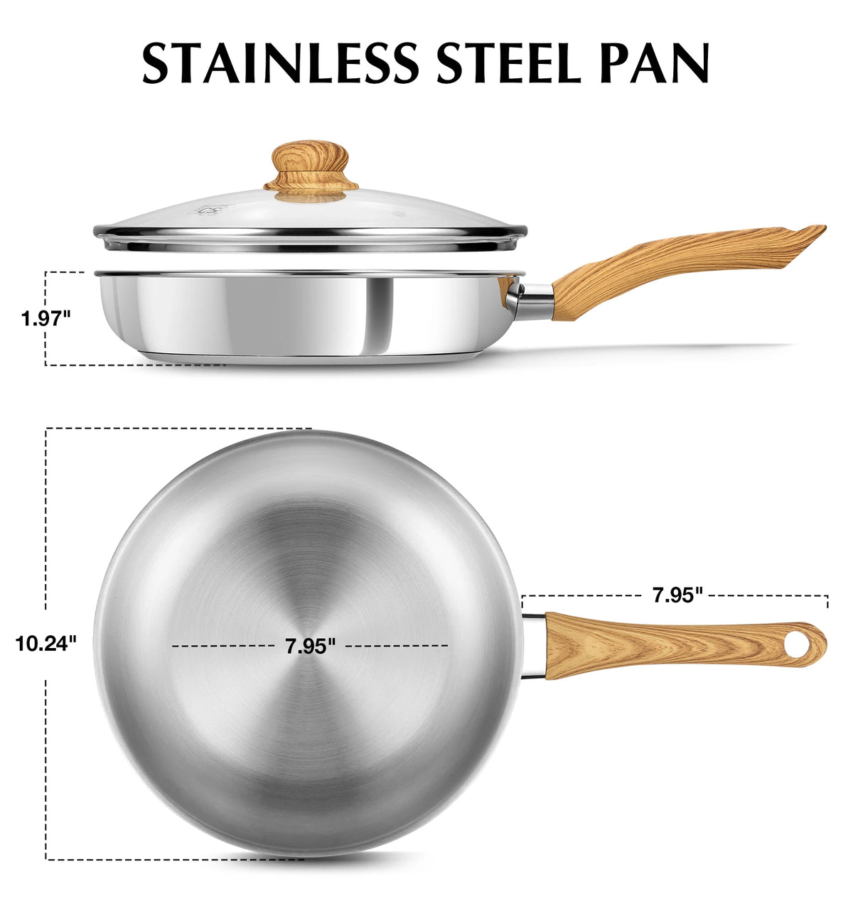 KOCH SYSTEME CS 10" Non-Stick Stainless Steel Frying Pan & Lid