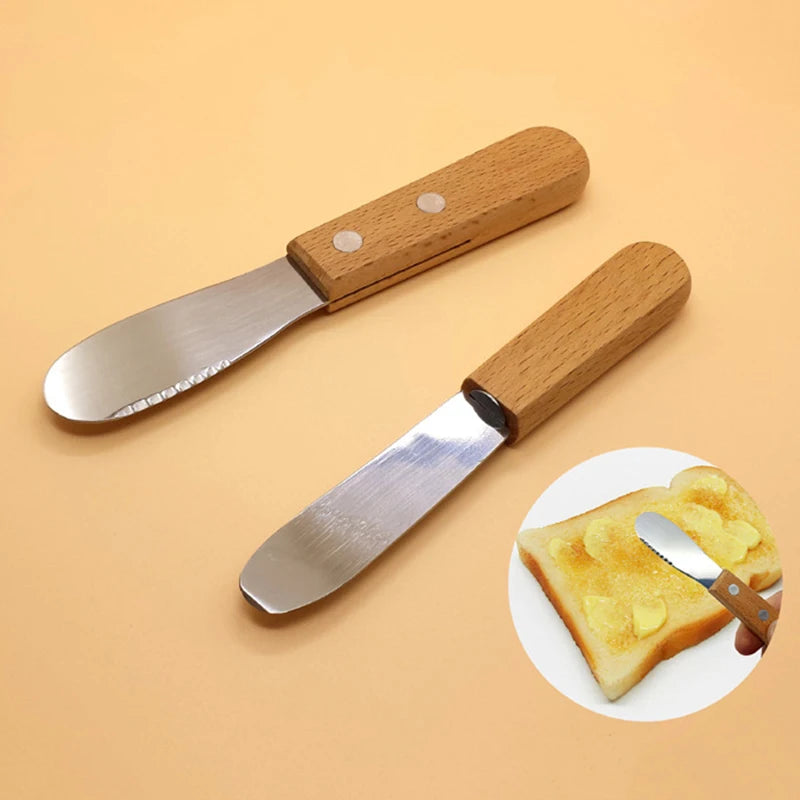 Wooden Handle Stainless Steel Butter & Cheese Spreader Knife