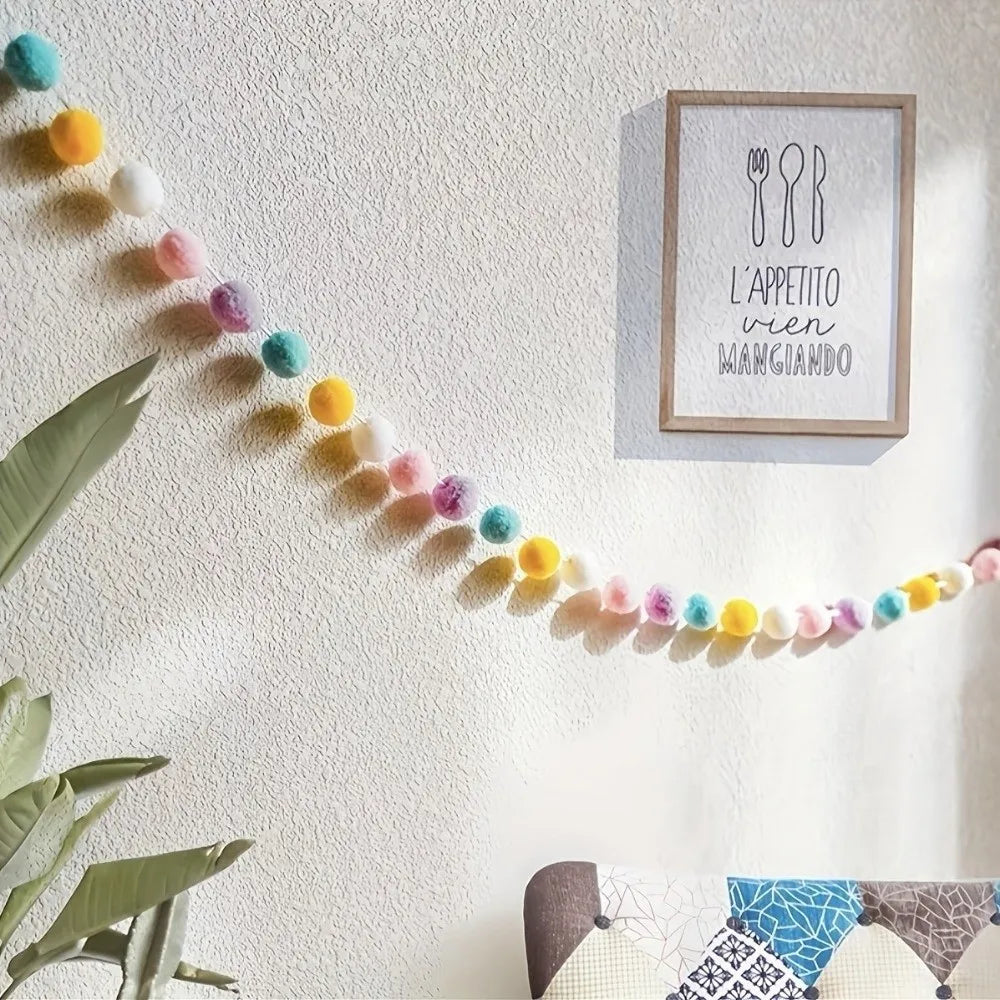 200cm Felt Ball Garland 24 Colorful Pompom Balls Party Décor Party Garland Decoration Nixie