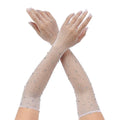 Glitter Rhinestone Fishnet Gloves Long Opera Punk Cosplay Mittens Costume Fashion Gloves Nixie White