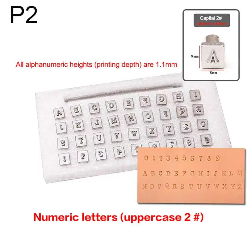 36Pcs Stainless Steel Alphabet & Number Stamp Punch Kit Leather Stamp Kit Nixie P2