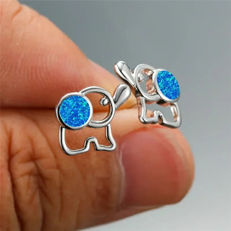 Opal Elephant Stud Earrings – Rose Gold & Silver | Women Stud Earrings Nixie
