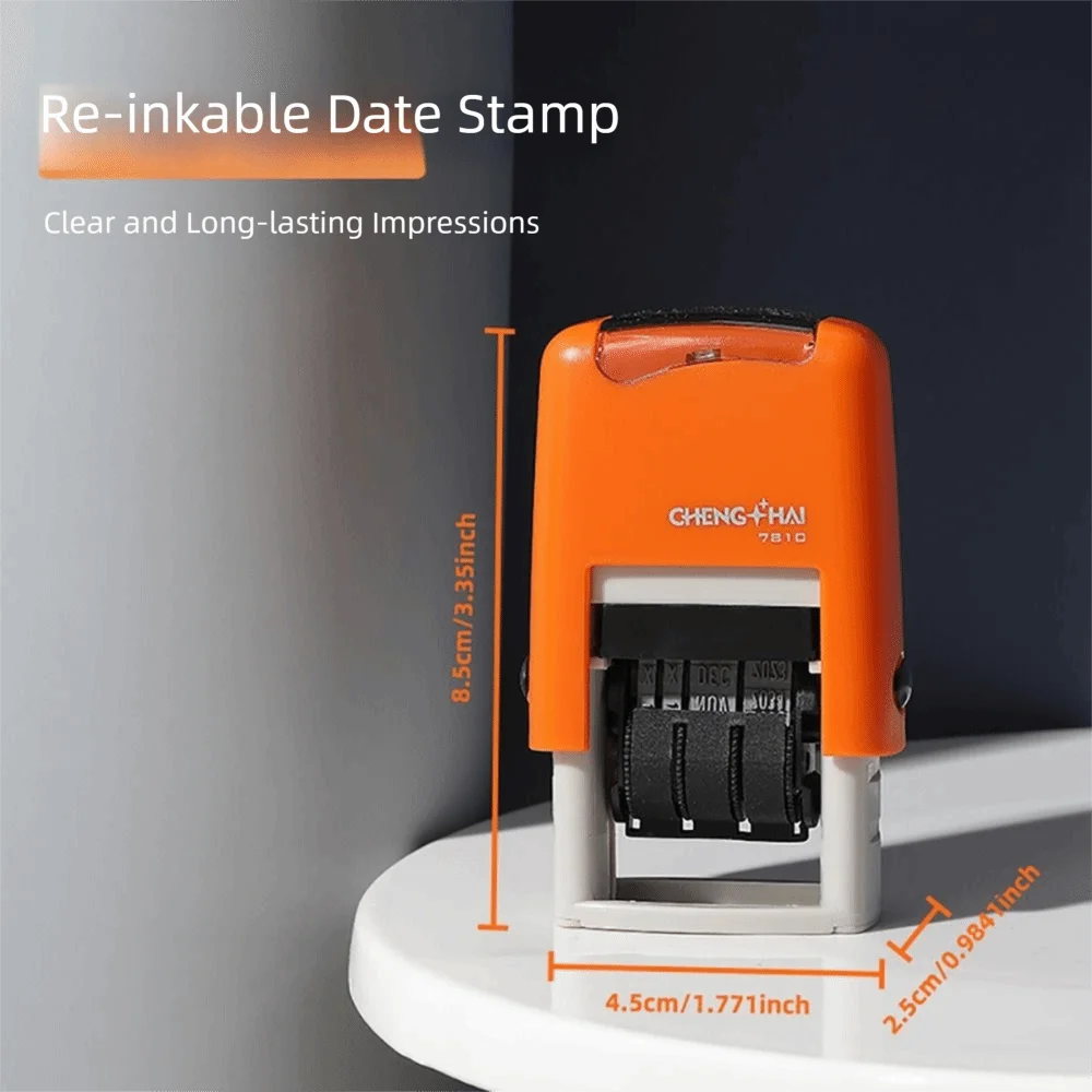 Adjustable Self-Inking Date Stamp – Day Month Year Multicolor