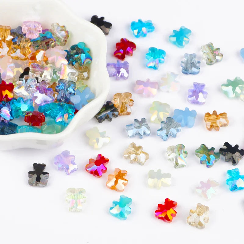 10pcs AB Crystal Faceted Bear Beads for DIY Jewelry Making Crystal Craft Beads Nixie