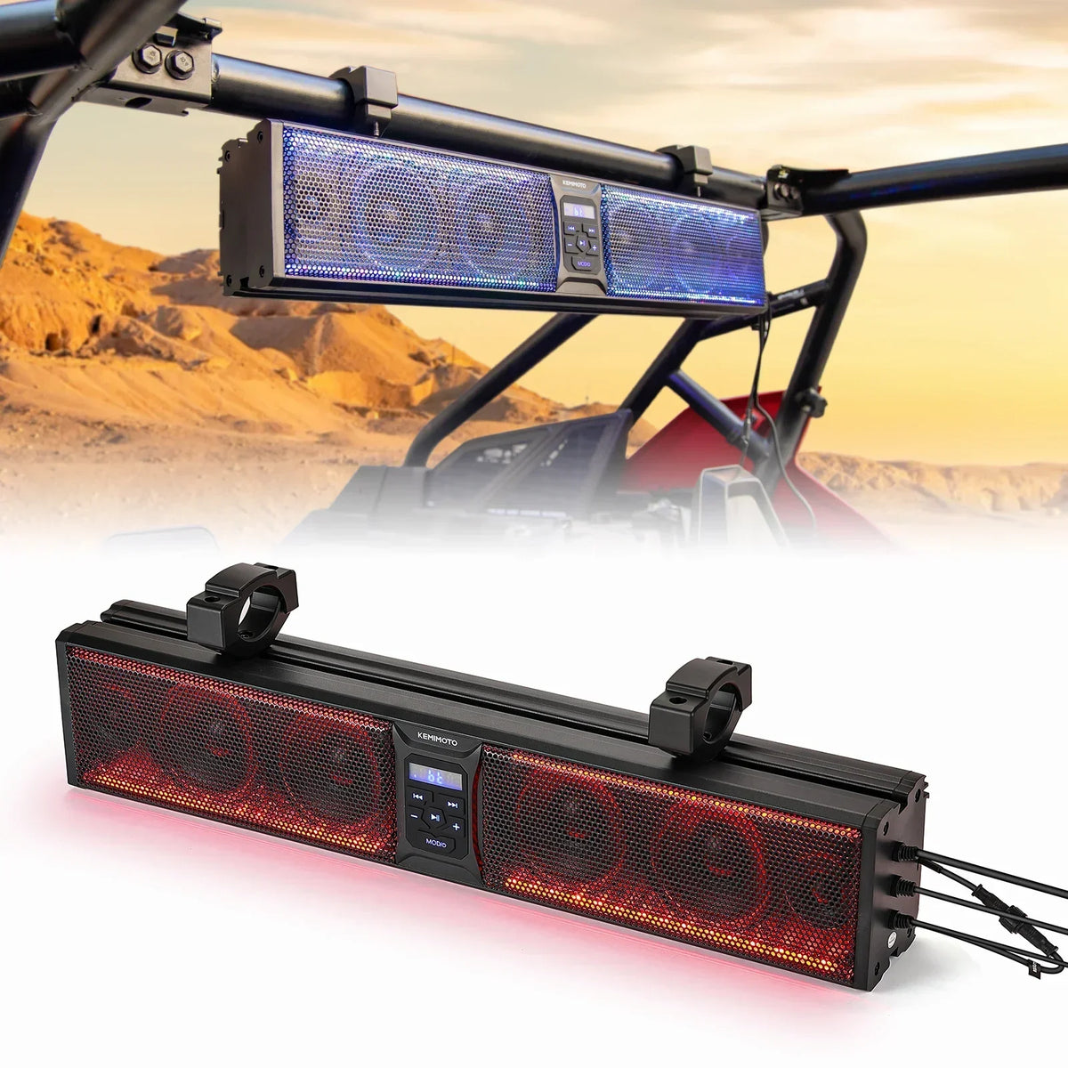 UTV RGB Sound Bar Bluetooth 5.0 | Fits 1.75–2.25" Roll Bars UTV Sound Bar Nixie 26inch - 66cm