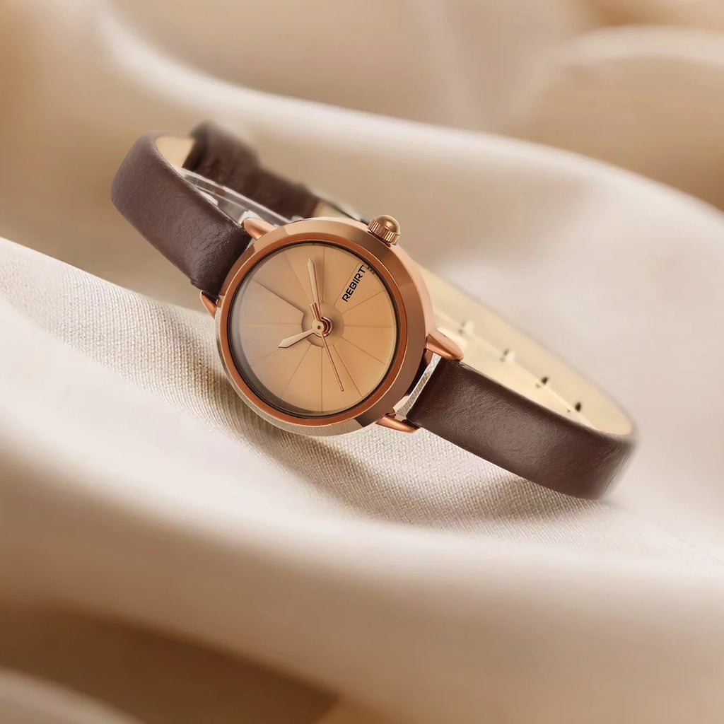 REBIRTH Retro Quartz Watch – Leather Band, Compact Daily Wear Quartz Wrist Watch Nixie