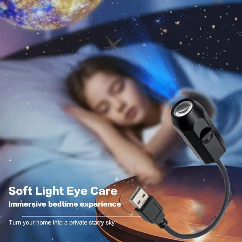 360° USB Moon Earth Projector Night Light | LED Starry Sky Lamp Projector Night Light Nixie