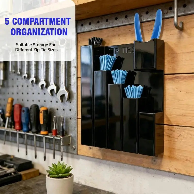 Wall Mount Zip Tie & Tool Organizer – 4/5-Slot Storage Tool Organizer Nixie