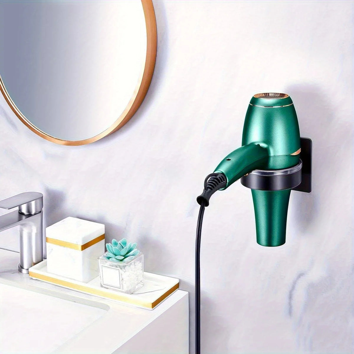 Wall-Mounted Hair Dryer Holder & Bathroom Beauty Organizer Bathroom Tool Organizer Nixie