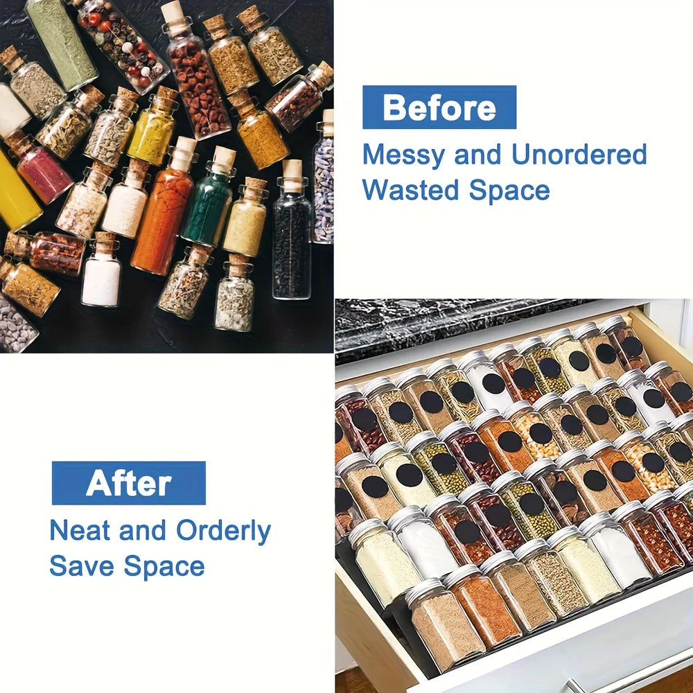 6-Piece Expandable Spice Drawer Organizer | Kitchen Storage