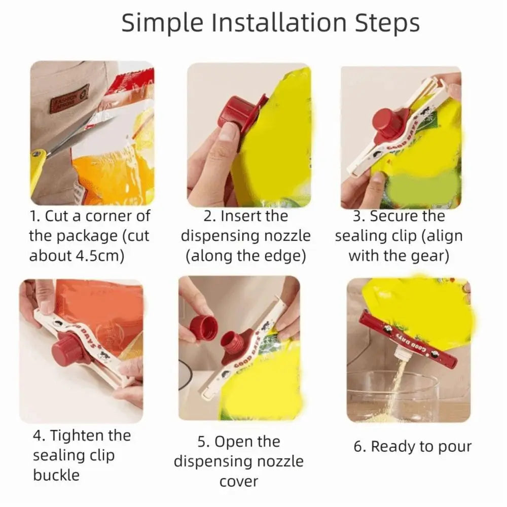 Airtight Food Bag Clips with Pouring Spout – 1 or 5 Pcs Food Bag Clips Nixie