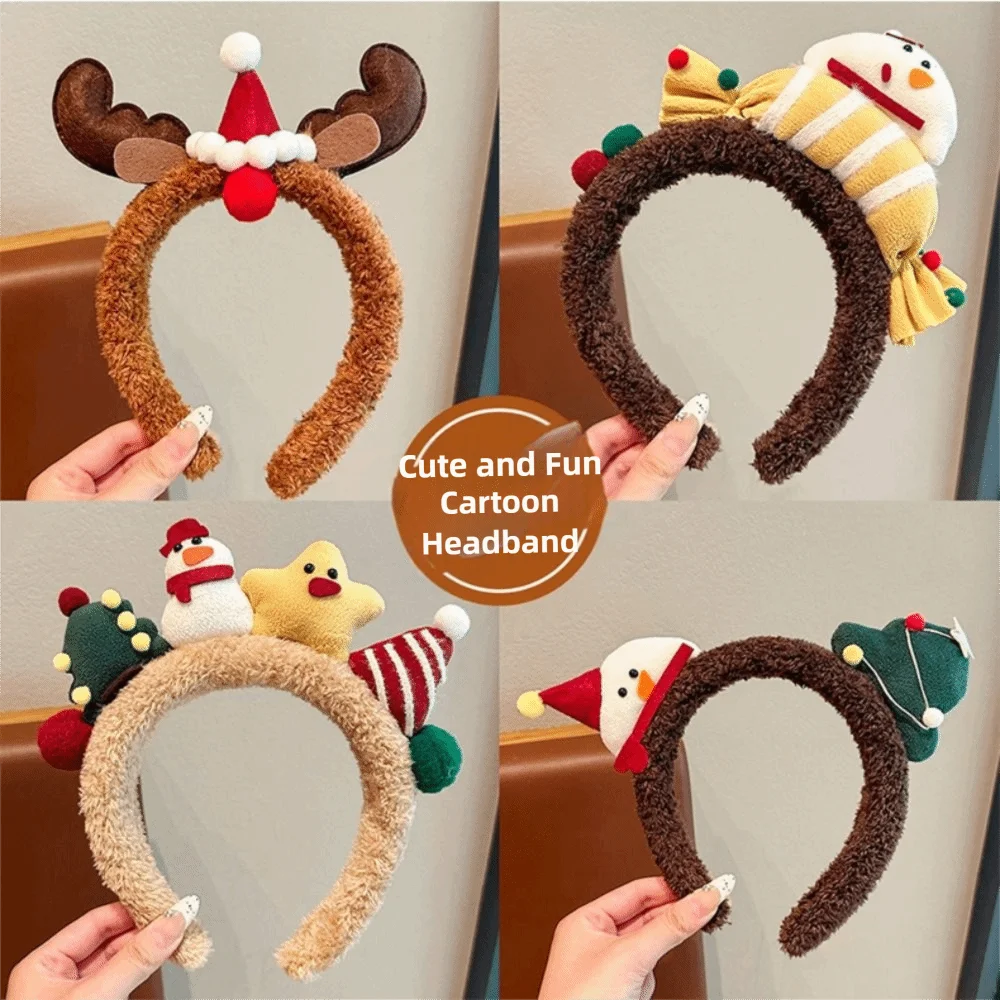 Kids Christmas Headband – Elk, Snowman & Tree Hair Clasp Holiday Hair Accessory Nixie