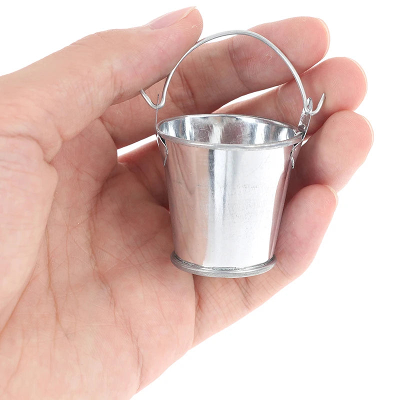 Miniature Iron Pail for Dollhouse Decor & Beach Bucket Toy