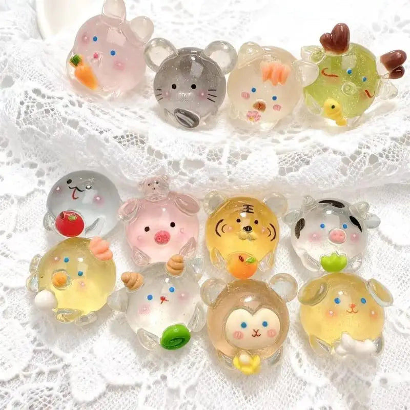 Glow in the Dark Chinese Zodiac 3D Resin Figures – Set of 12 Resin Craft Figures Nixie