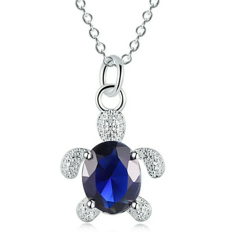 Turtle Pendant Necklace Glass Crystal Mood Tracker – Nixie Pendant Necklace Nixie Blue
