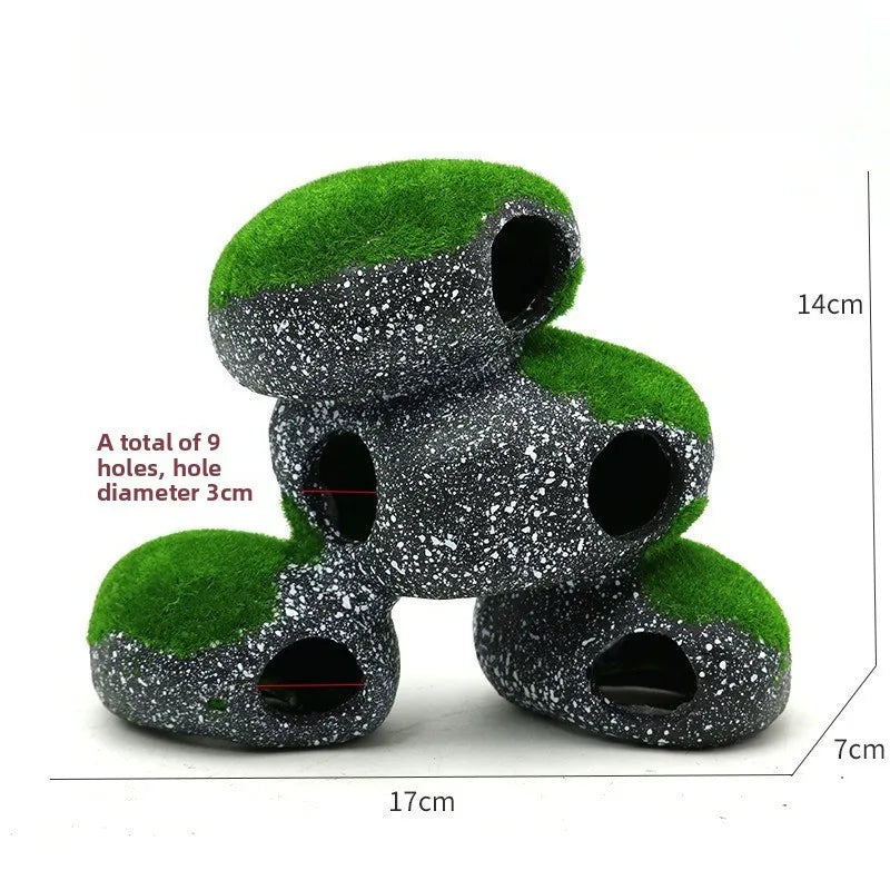 Fish & Shrimp Breeding Cave Resin Stone Aquarium Shelter Decor Aquarium Breeding Cave Nixie 4 in 1 flocking