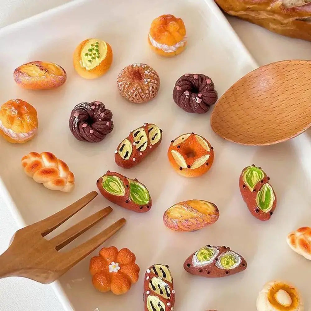12Pcs Mini Bread Resin Fridge Magnets – Cute Food Décor Set