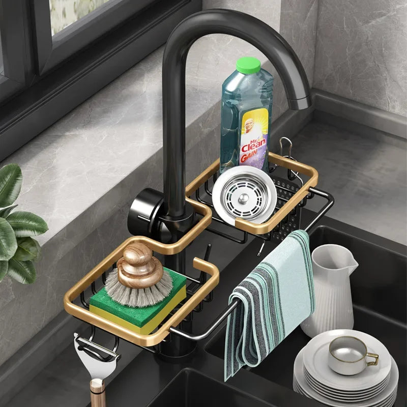 Aluminum Sink Drain Rack Sponge Holder & Soap Organizer Sink Drain Rack Nixie