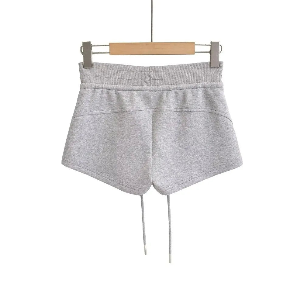 Women's Breathable Drawstring Sports Shorts – Black & Grey Women's Sports Shorts Nixie