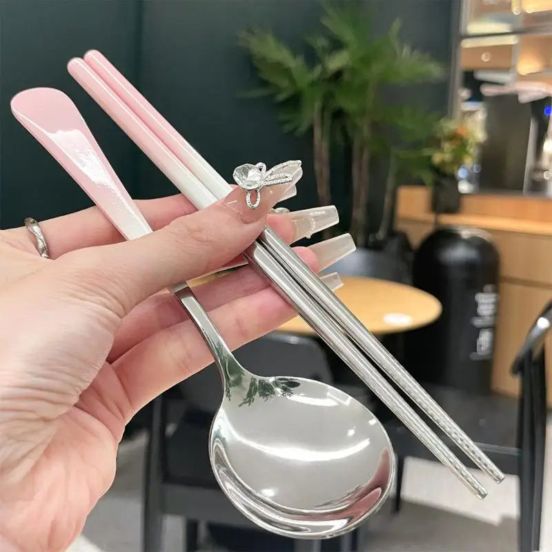 Portable Stainless Steel Cutlery Set – Spoon & Chopsticks with Case Portable Cutlery Set Nixie