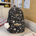 Star Print Large-Capacity School Backpack | Multi-Pocket Nylon School Backpack Nixie Black