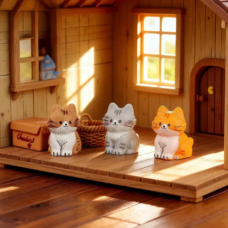 5PCS Mini Cat Resin Figurines – Terrarium & Home Decor Resin Figurine Set Nixie
