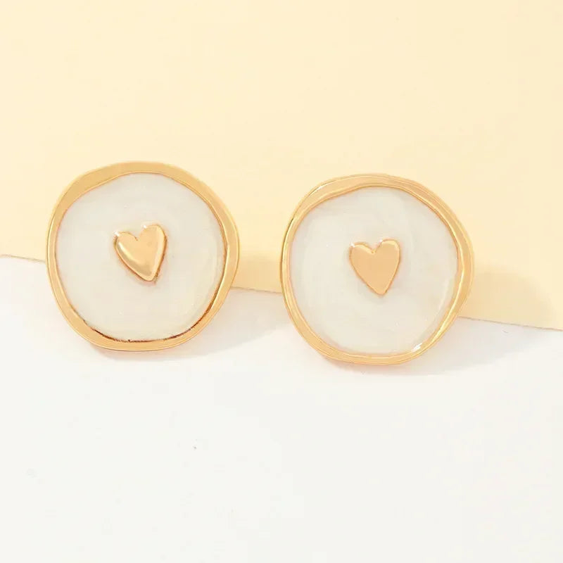 Beige Heart Drop Earrings – Zinc Alloy Crystal Fashion Jewelry Drop Earrings Nixie