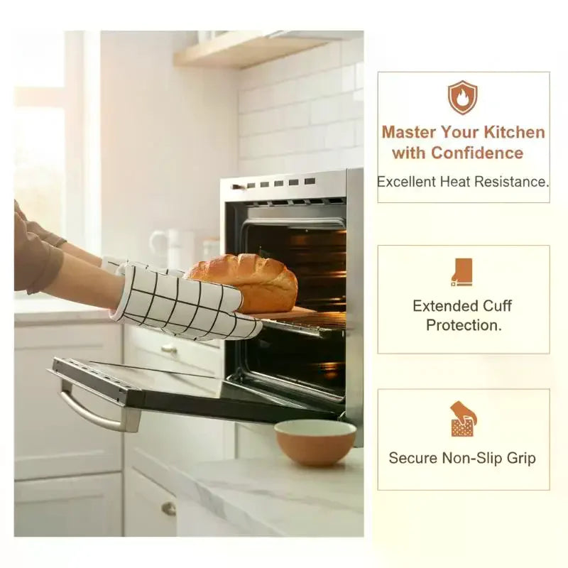 Heat-Resistant Oven Gloves – Thickened Insulated Kitchen Mitts Oven Mitts Nixie