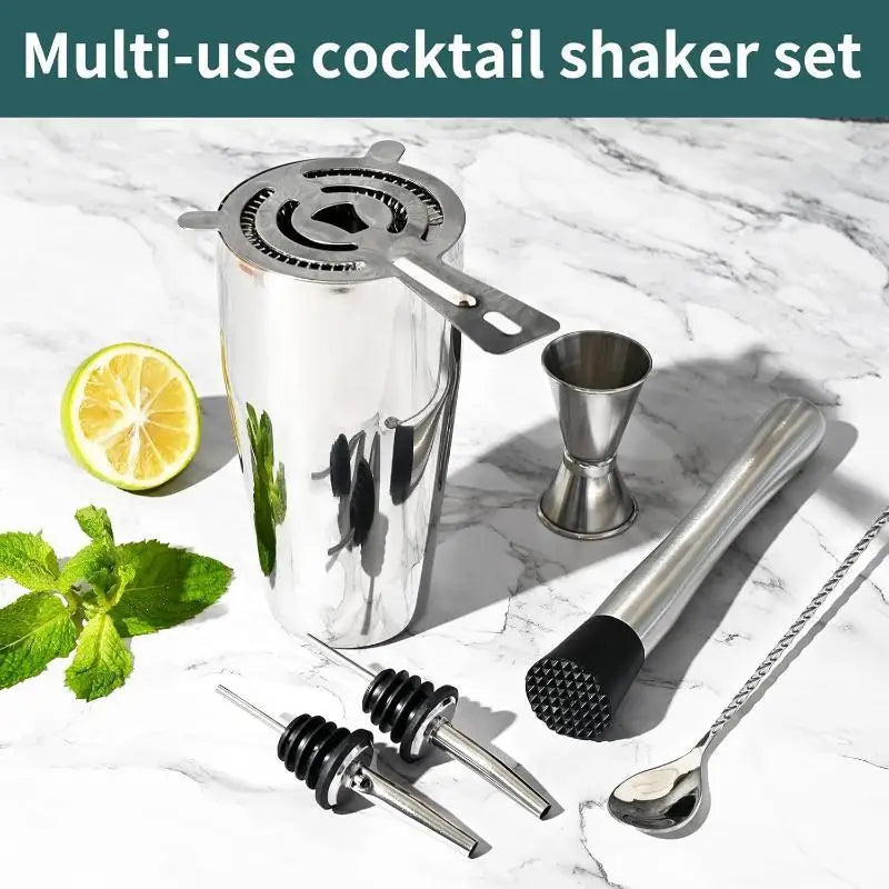 Nixie Stainless Steel Cocktail Shaker Bartender Set – 3/8 Piece Cocktail Shaker Set Nixie