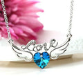 Angel Wings Aquamarine Crystal Silver Pendant Necklace Pendant Necklace Nixie Blue