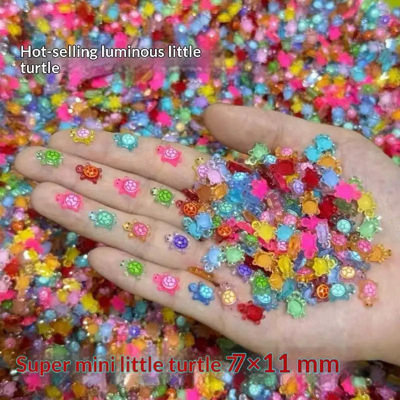 100Pcs Glow in the Dark 3D Turtle Nail Art Charms | Resin Nail Art Charms Nixie