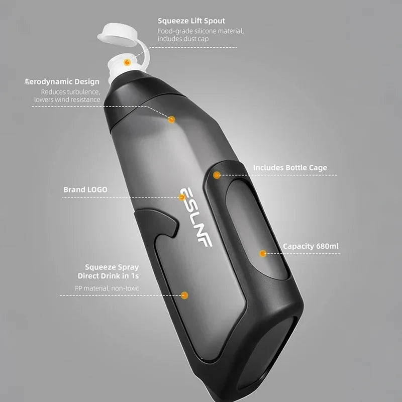 ESLNF 680ml Aerodynamic Cycling Water Bottle with Cage Cycling Water Bottle Nixie