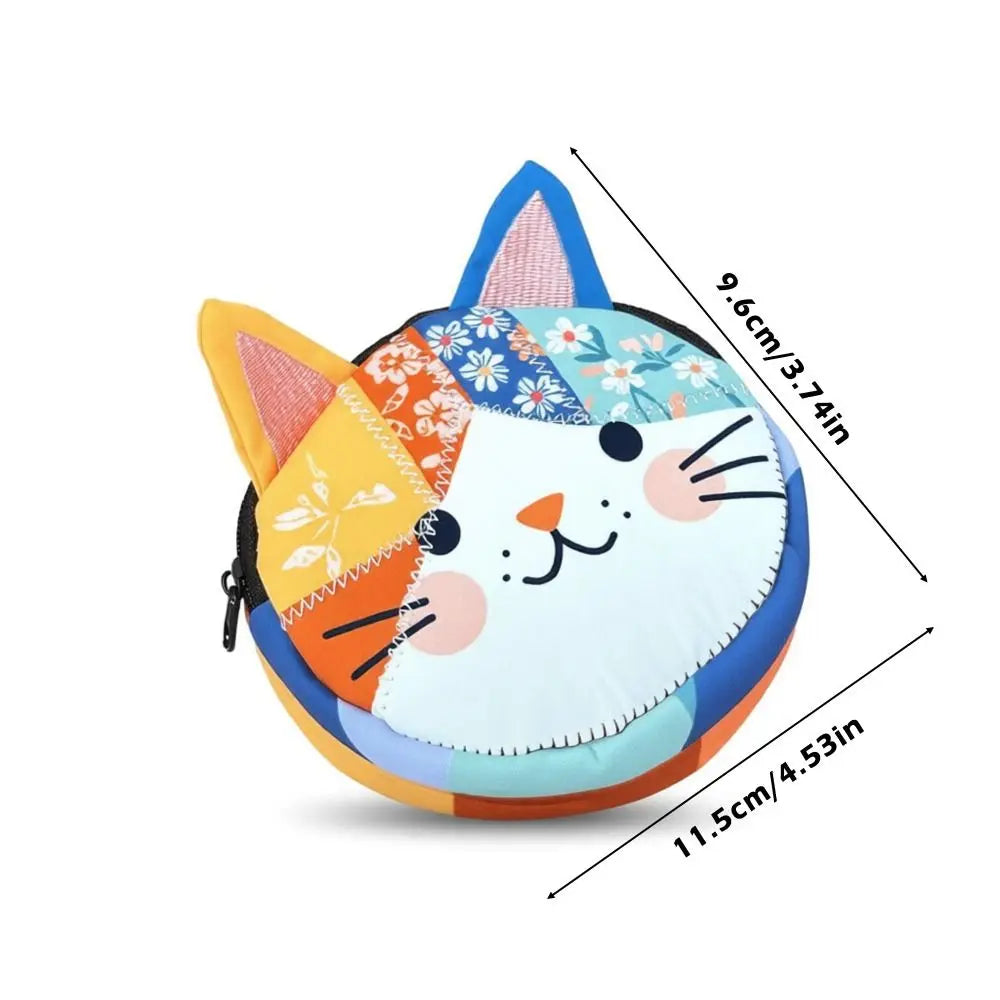 Cat Patchwork Pencil Case – Large Capacity Canvas Pen Bag