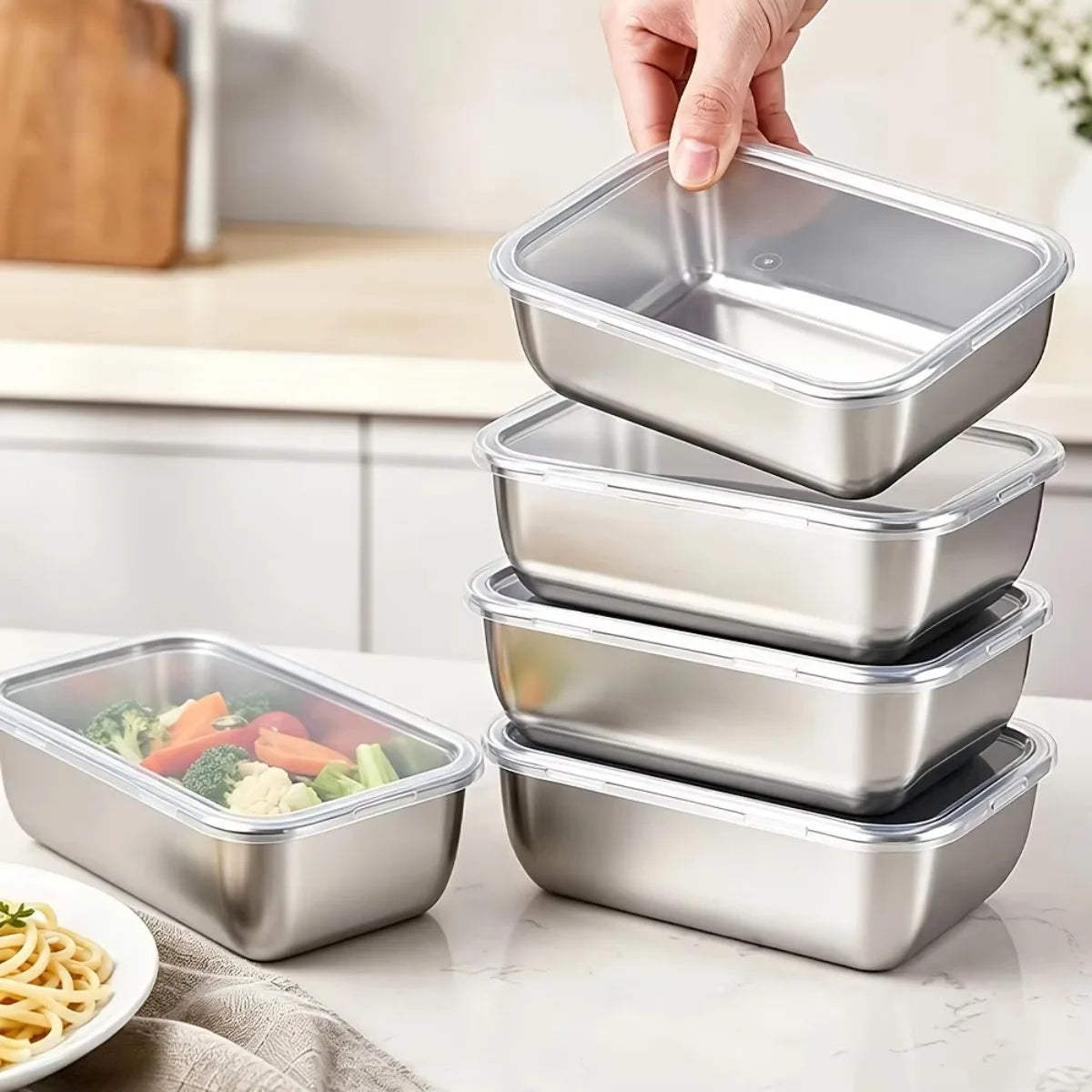 5-Piece Stainless Steel Food Storage Containers with Lids Food Storage Containers Nixie