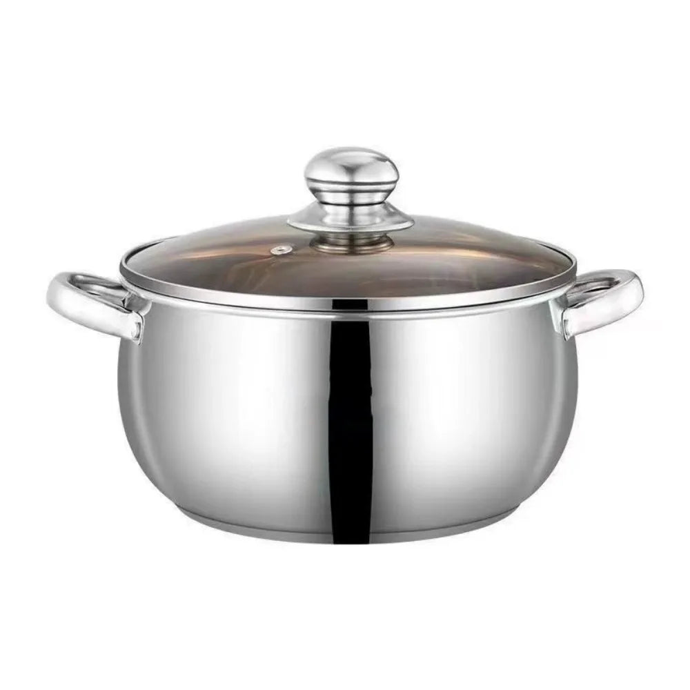 FEB.WIND 5L Stainless Steel Stock Pot with Glass Lid – Induction Safe Stock Pot Nixie