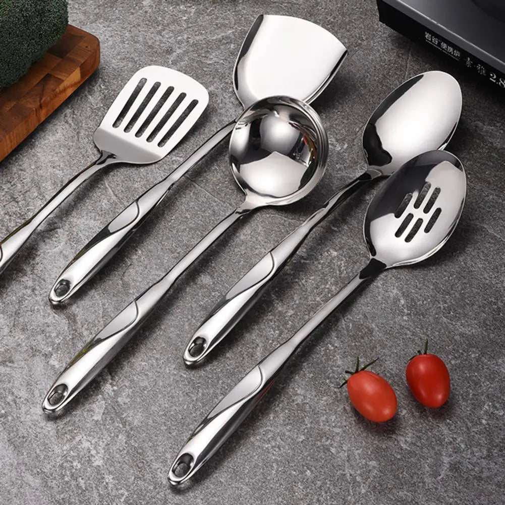 Stainless Steel Kitchen Utensils Set – Curved Handle Mirror Finish Kitchen Utensils Set Nixie