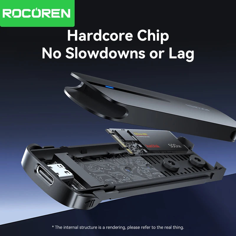 Rocoren M.2 NVMe SSD Enclosure 10Gbps USB 3.1 Gen2 USB-C SSD Enclosure Nixie