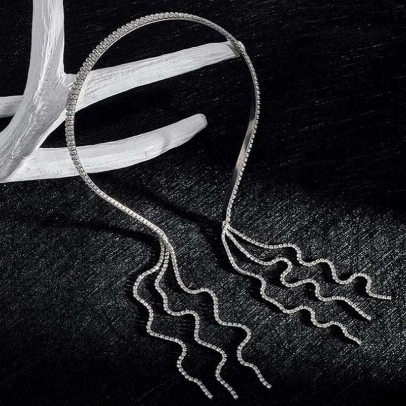 Diamond Hairband Hair Clip with Tassel Pendant & Faux Earrings Hair Accessory Set Nixie XL0493-3